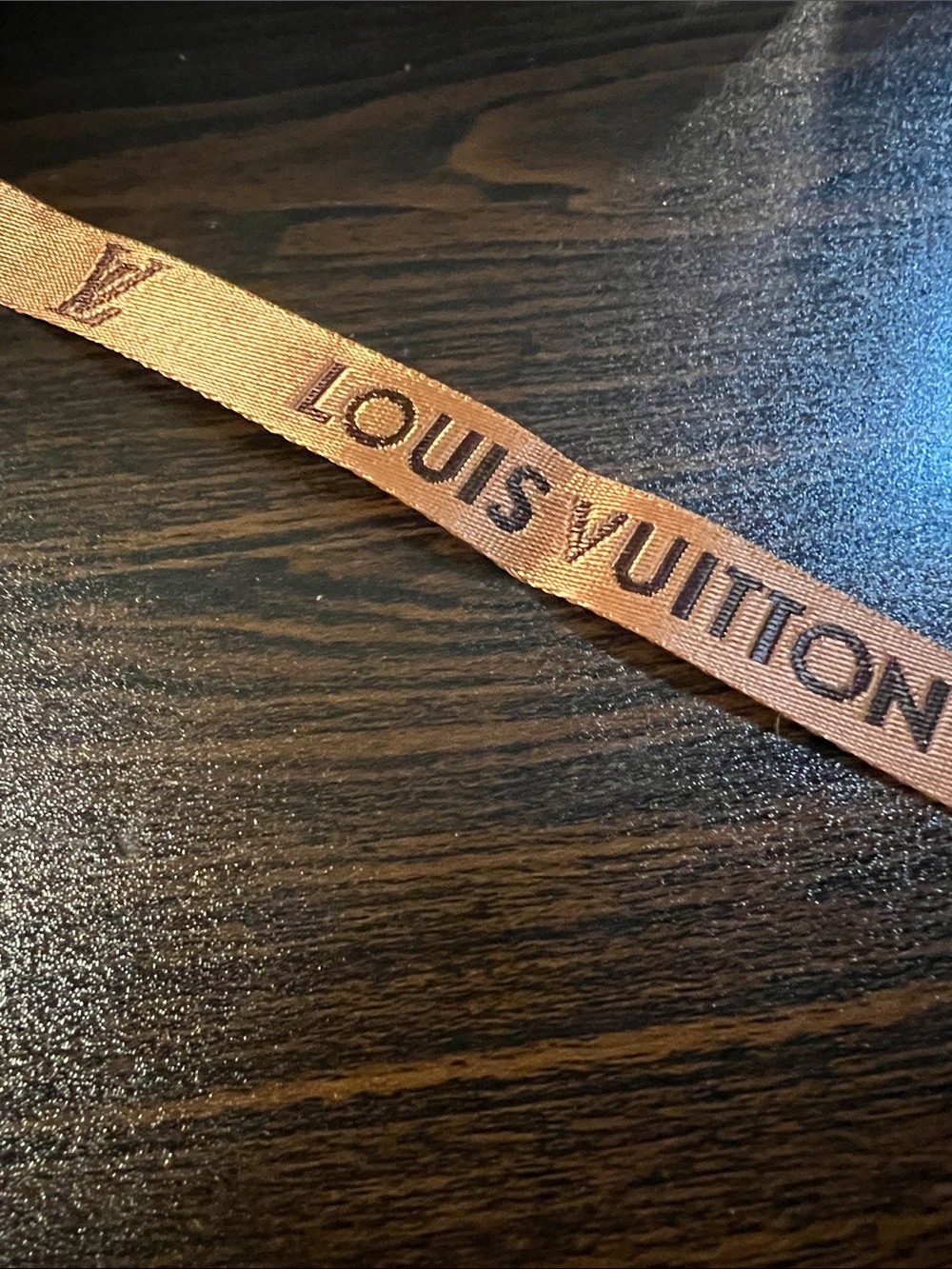 Designer Like LV Tan and Brown Logo Webbing Strap with Gold Hardware - Picture 4 of 4